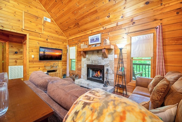 TV, fireplace