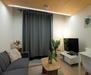 Apartment, 1 Bedroom, Balcony, City View | Living room - Sky Duplex-balcony-roof Terrace-parking (Manchester)