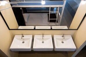 Douche, serviettes fournies, papier toilette