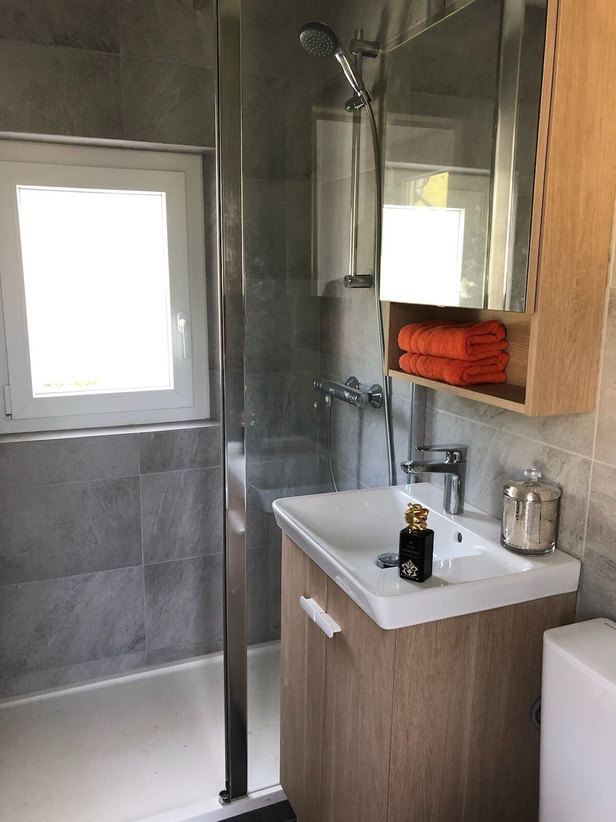 Dusche, Handtücher, Seife, Toilettenpapier