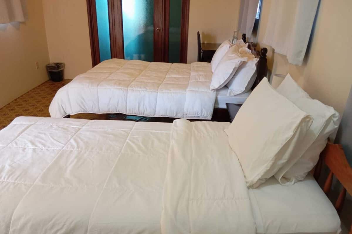 Habitación estándar doble | Espacio para trabajar con un portátil y tabla de planchar con plancha
