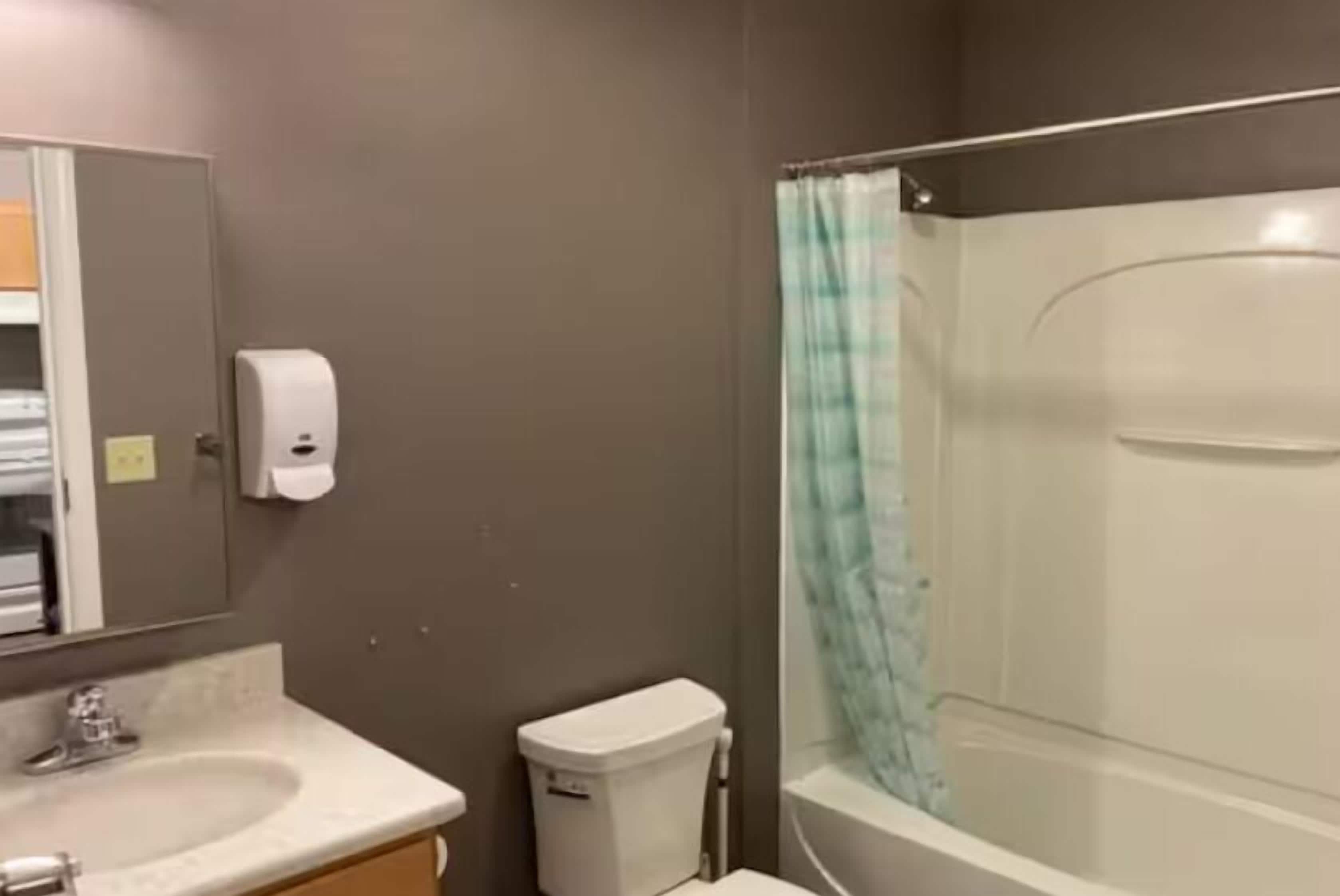 Appartement, 1 tweepersoonsbed, niet-roken, keuken | Badkamer | Een bad/douchecombinatie, handdoeken, zeep, shampoo