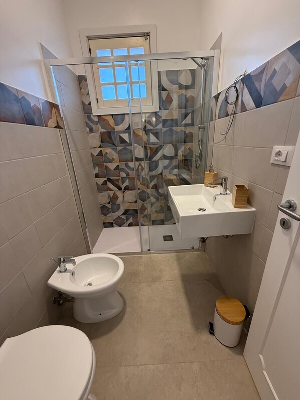 Dusche, Haartrockner, Bidet, Handtücher