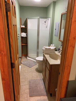 Bathroom - Charming cabin with AC and WiFi in the middle ofthe Shawnee National Forest. (Golconda)