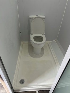 Regadera, toallas, jabón, shampoo