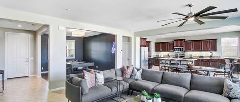 TV, fireplace, video games