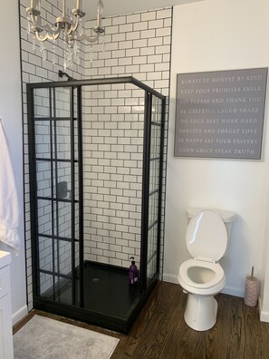 Sèche-cheveux, serviettes fournies, savon, papier toilette