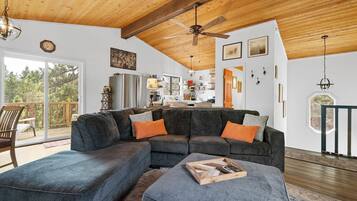 Smart TV, fireplace, video library, stereo