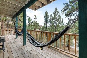 Terrace/patio - Top-Rated Treehouse Retreat with Hot Tub & Mountain Views, Pet Friendly (Big Bear)