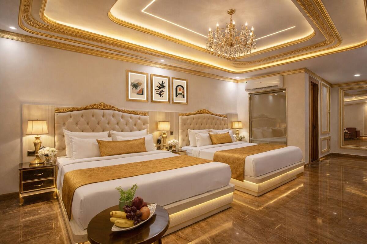 Family Room | Peralatan tempat tidur premium, gebar bulu kapas, busa memori, meja 