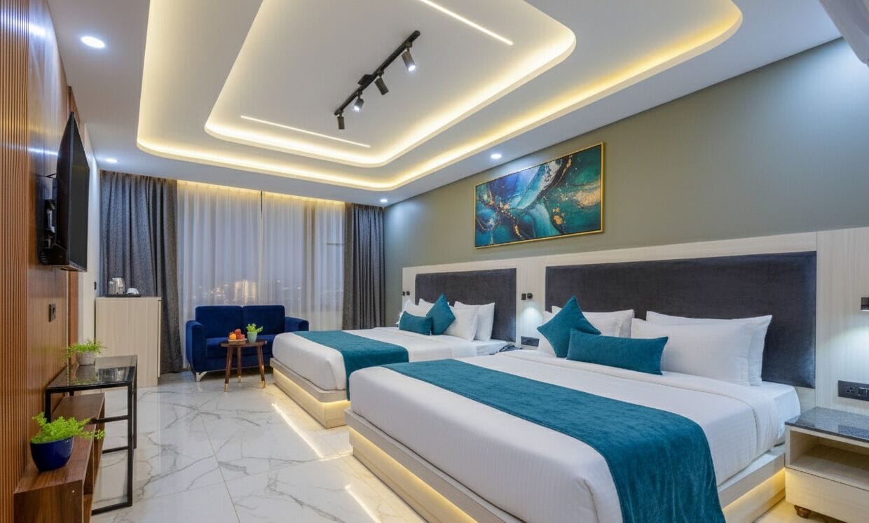 Desk, laptop workspace, free WiFi