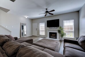 TV, fireplace, video games