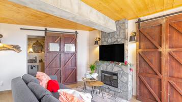 TV, fireplace