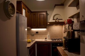 Fridge, oven, stovetop, coffee/tea maker