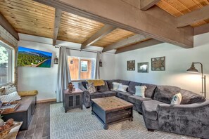 TV, fireplace, video games, table football