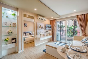 Desk, blackout curtains, soundproofing, iron/ironing board