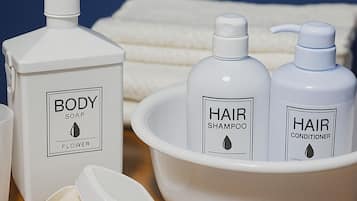 Sèche-cheveux, chaussons, serviettes fournies, savon