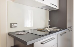Fridge, microwave, cookware/dishes/utensils