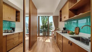 Premier-Zimmer, Balkon, Stadtblick | Eigene Küche