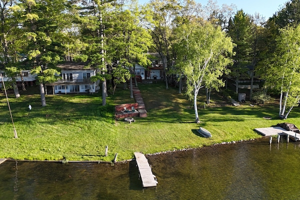 OVERALL: Aerial view of the dock and backyard
