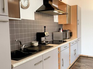 Fridge, microwave, coffee/tea maker