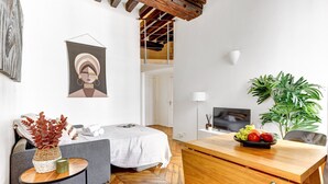 City Apartment, 1 Bedroom, Non Smoking | Living area | 40-inch Smart TV with satellite channels - Modern 1BR For 4 By Centre Pompidou  (Paris)
