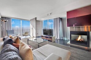 TV, fireplace, offices