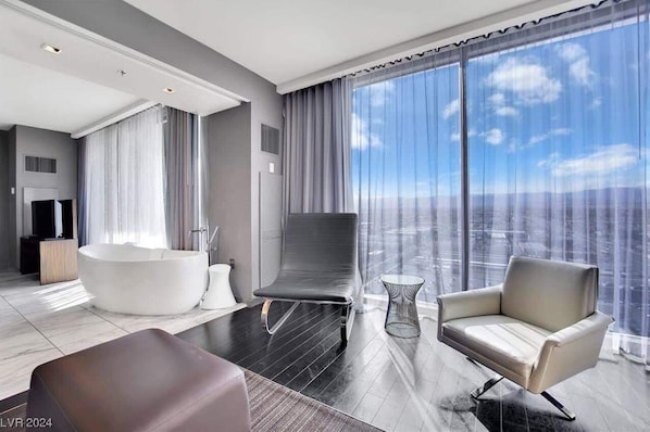 TV, fireplace - Scenic 1BR at Palms Incredible Views + Private Balcony 08321 (Las Vegas)