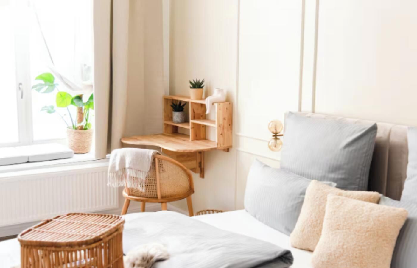 3 bedrooms, desk, iron/ironing board, travel crib