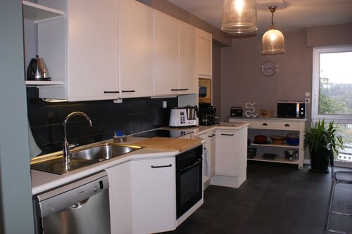 Large, bright, quiet apartment, not overlooked, close to town center.