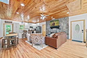 TV, fireplace, video games