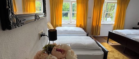 4 slaapkamers, een strijkplank/strijkijzer, gratis wifi, beddengoed