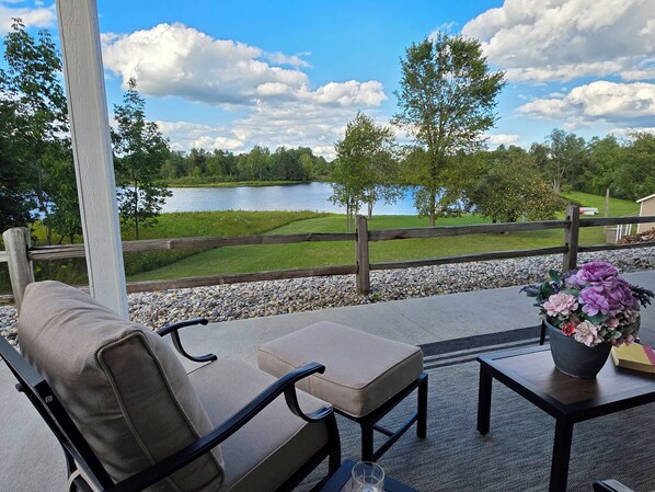 Terrace/patio - Brand New Barndominium on 40 Acres with Private Lake (Evart)
