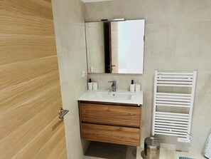 Hair dryer, soap, toilet paper