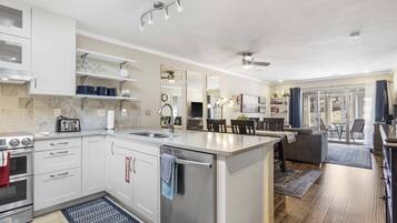 Condo, 1 Queen Bed with Sofa bed, Kitchen, Golf View (Dream on the Green) | Private kitchen | Fridge, microwave, oven, stovetop