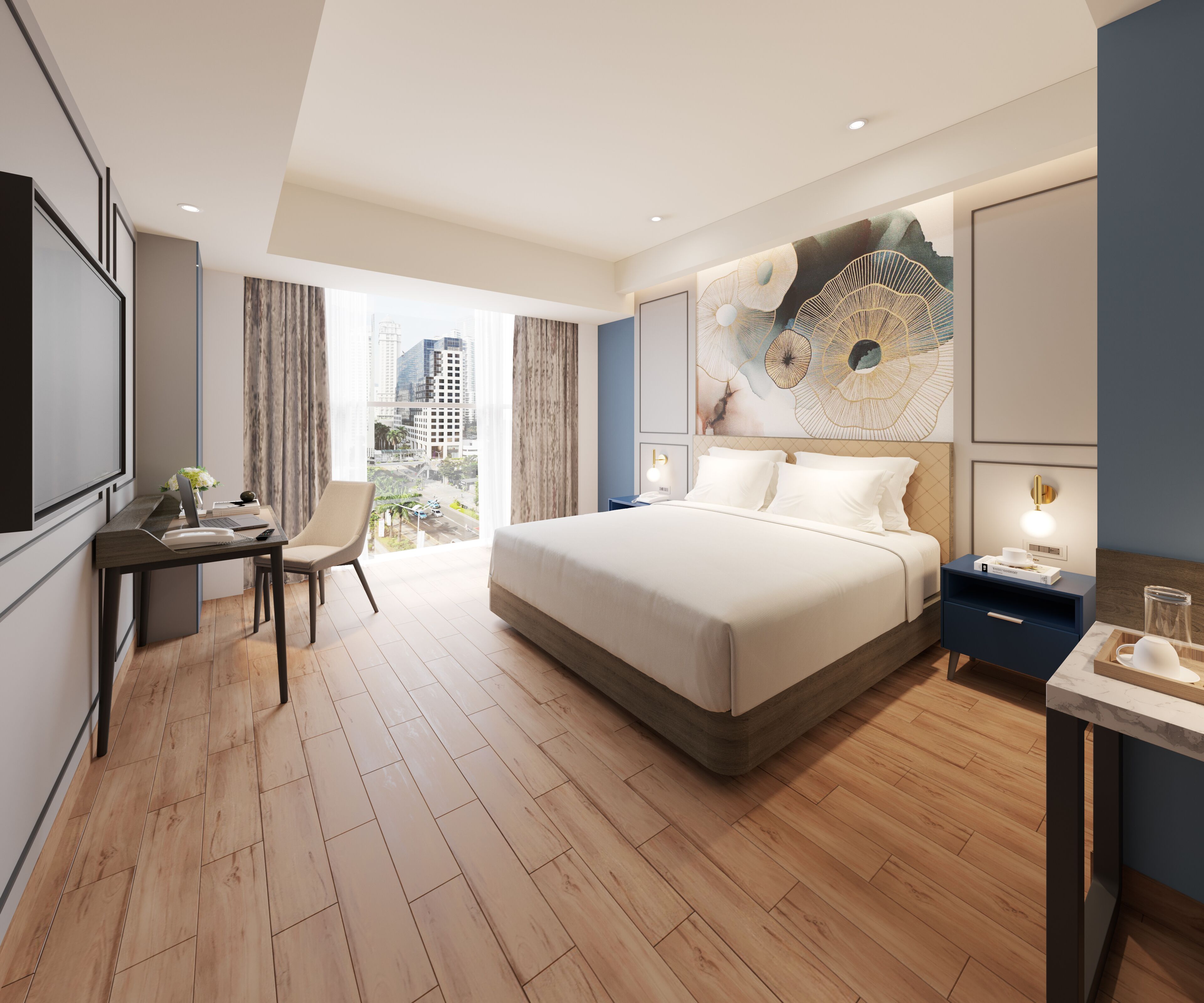 高档床上用品、客房内保险箱、办公桌、熨斗/熨板