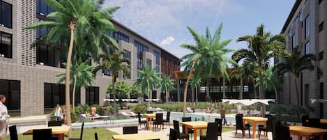 Una piscina al aire libre