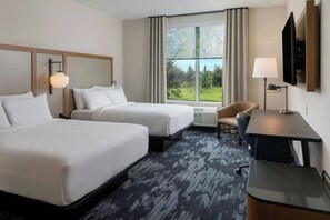 Desk, laptop workspace, free WiFi, bed sheets