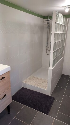 Douche, sĂšche-cheveux, papier toilette
