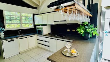 Luxury Villa | Private kitchen | Shared fridge, microwave