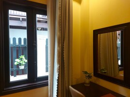 Superior Double Room, Courtyard View | In-room safe, desk, laptop workspace, blackout drapes