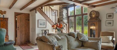 Télévision, cheminée, livres