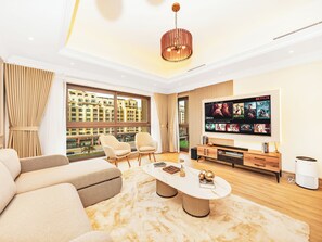 極品公寓, 1 間臥室, 城市景觀, 海濱 | 客廳