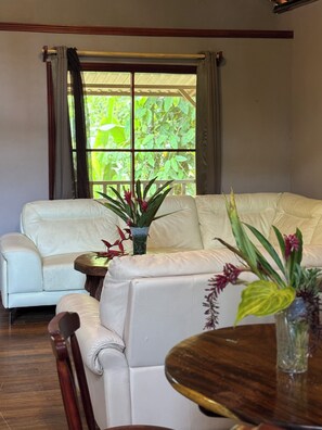 Hytte, hageutsikt | Oppholdsrom