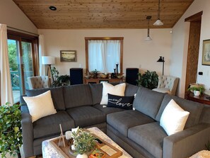 Smart TV, lareira, DVD player, livros