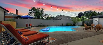 Private Heated Pool, Firepit, Walk to Parks + Eats