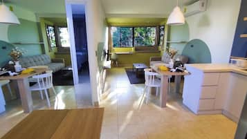 Appartamento City, 2 camere da letto, aria condizionata | Area soggiorno | TV a schermo piatto