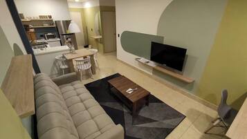 City Apartment, 2 Bedrooms, Air conditioning | Living area | Flat-screen TV