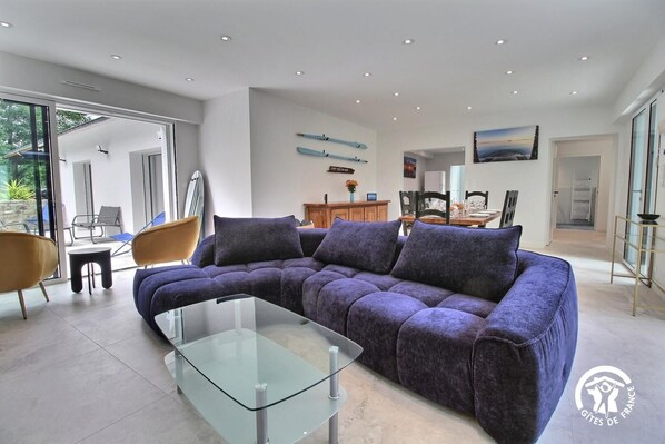 TV, fireplace, DVD player, books