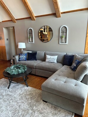 Smart TV, fireplace, video games, stereo